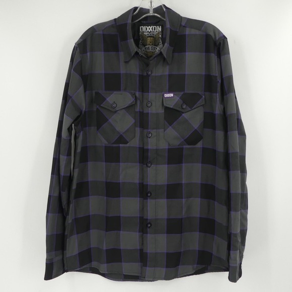 Dixxon Flannel Company Shirt Mens Medium Black Gray Purple Plaid The Gift D-Tech